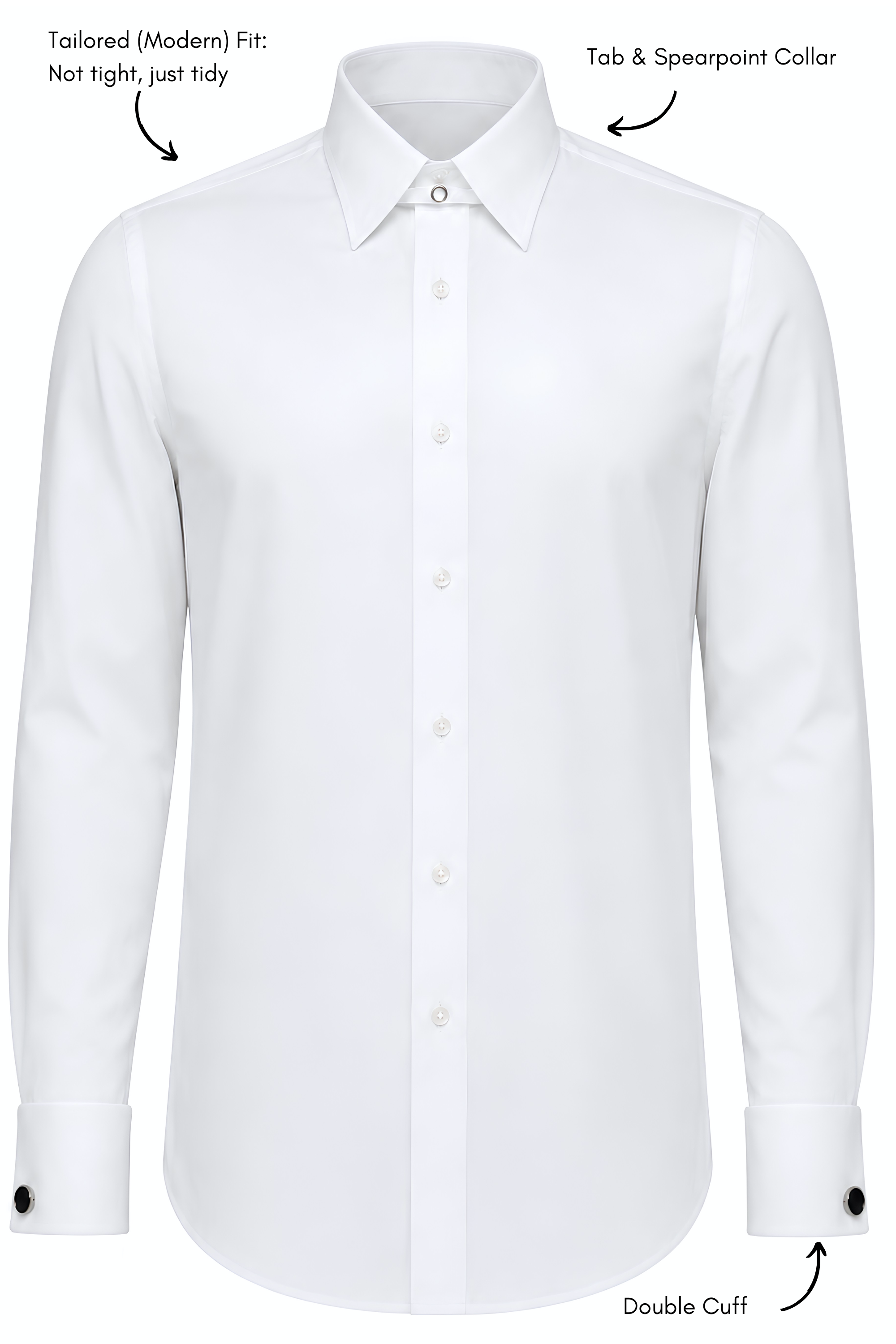 DYLAN - White Tab Collar Double Cuff Shirt - Jack Martin