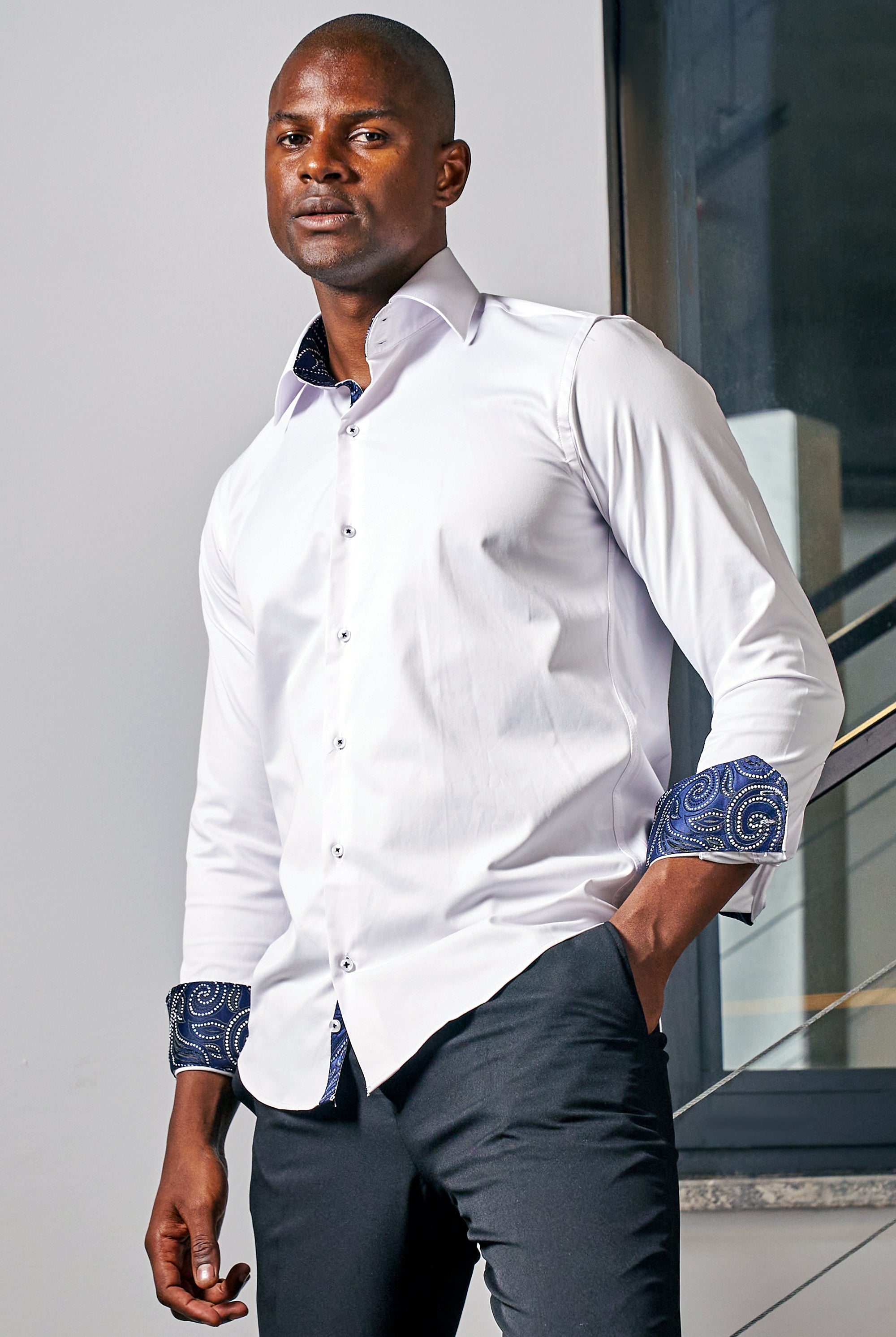 ELIAS - White Casual Shirt with Contrast Detail - Jack Martin