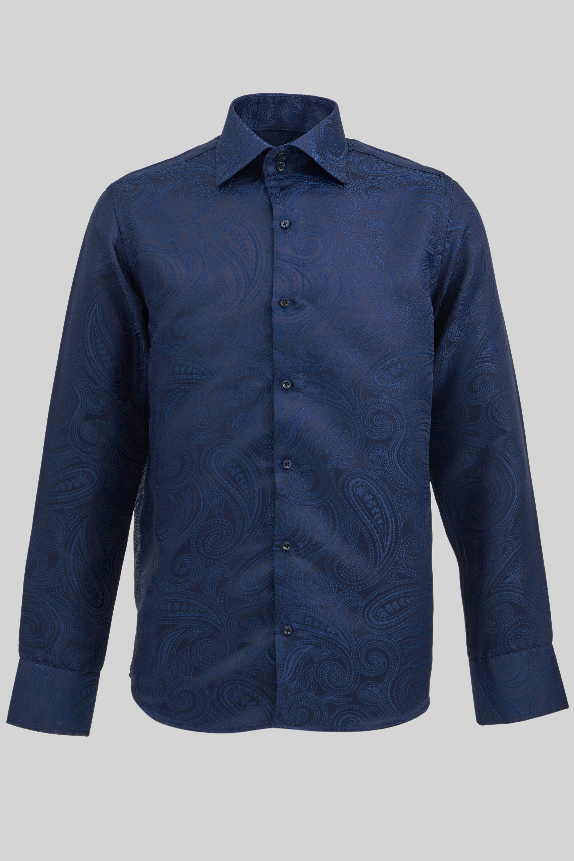 PAISLEY - Midnight Blue Smart Shirt with High Collar - Jack Martin