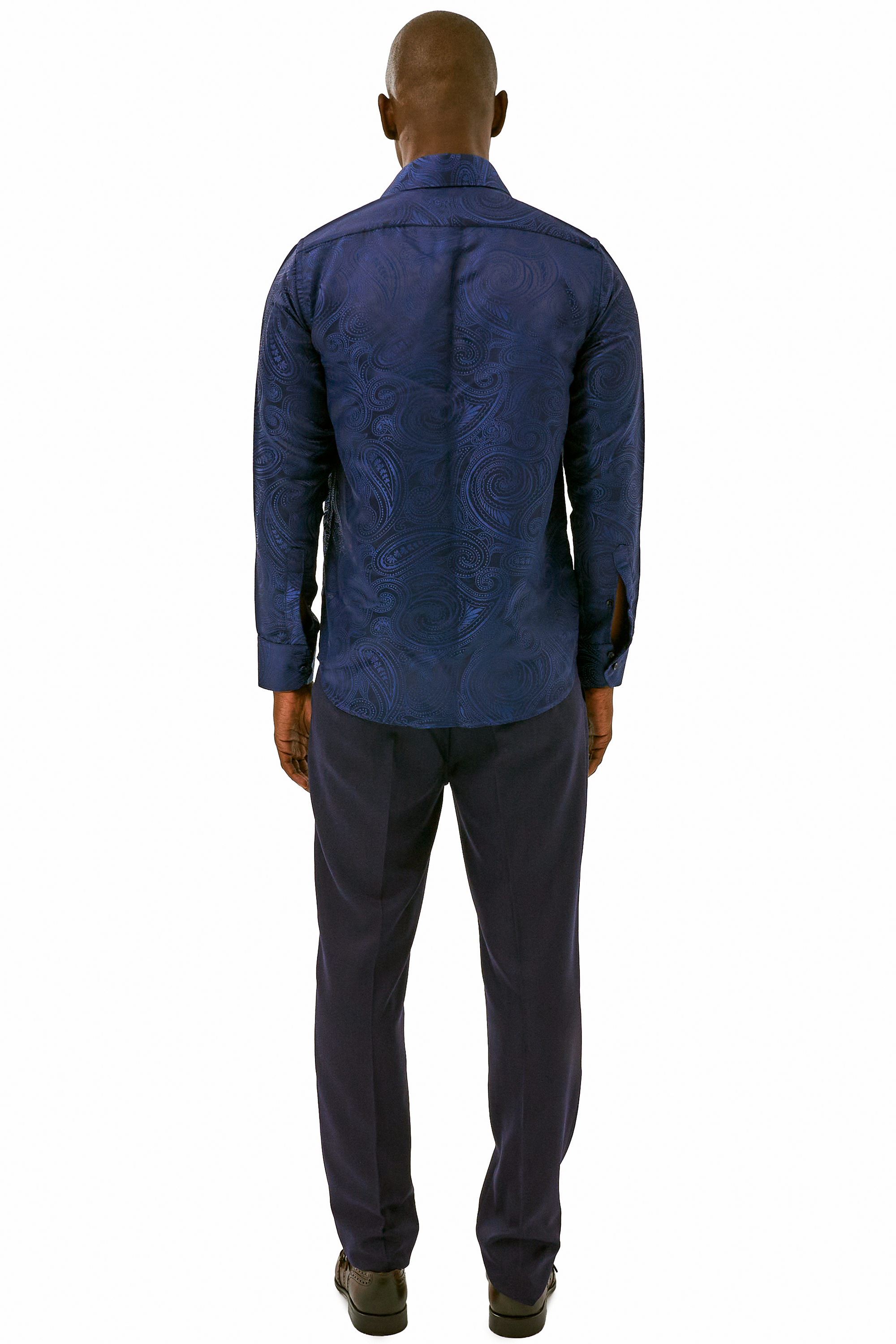 PAISLEY - Midnight Blue Smart Shirt with High Collar - Jack Martin