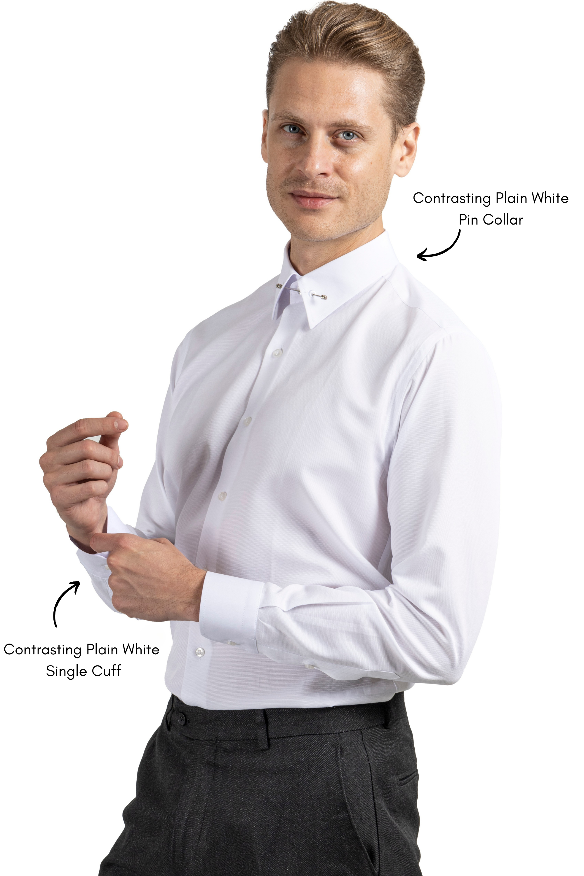 ADAM - White Oxford Pin Collar Shirt - Jack Martin
