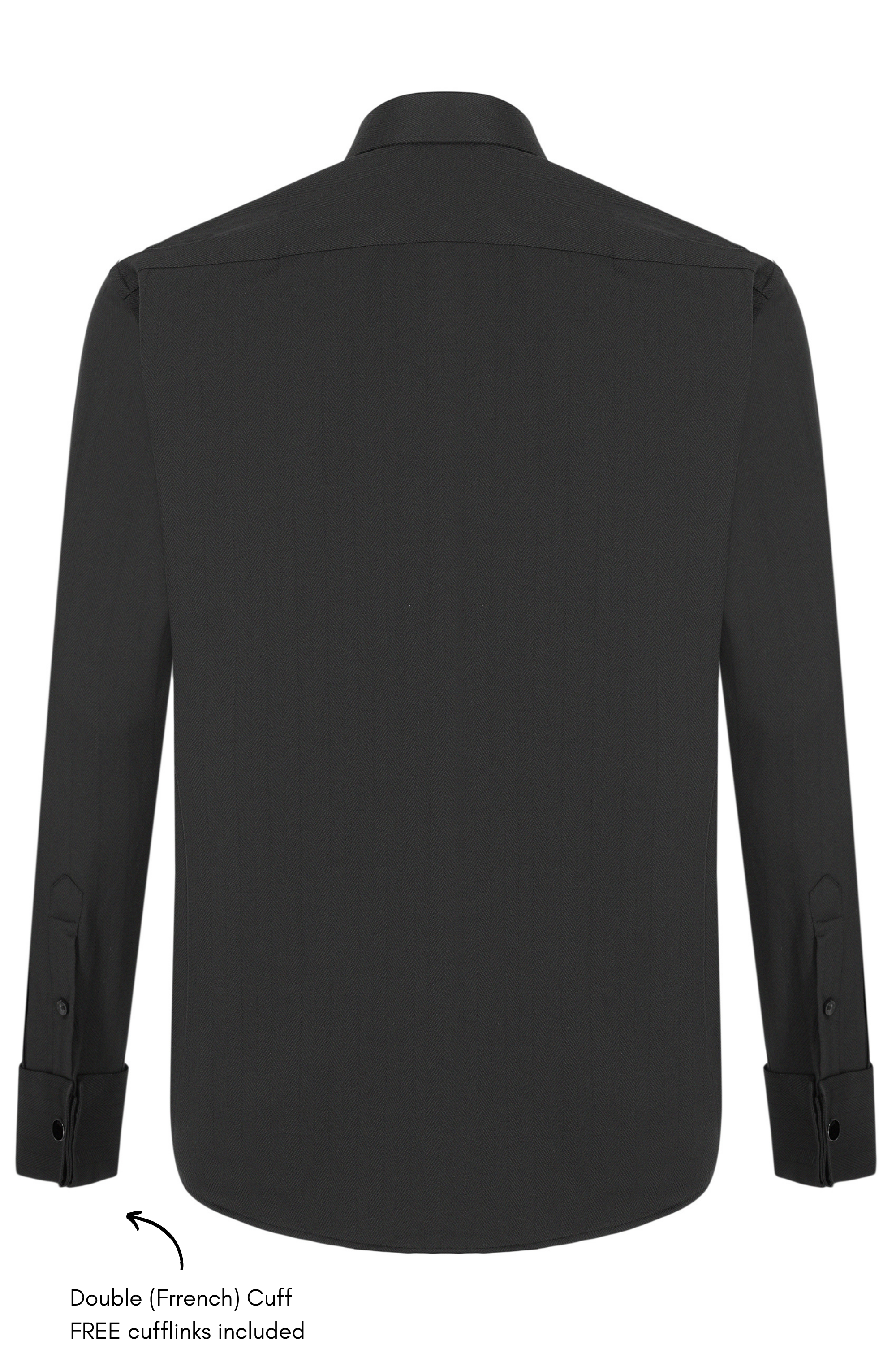 MASON - Black Herringbone Cutaway Collar Double Cuff Shirt - Jack Martin