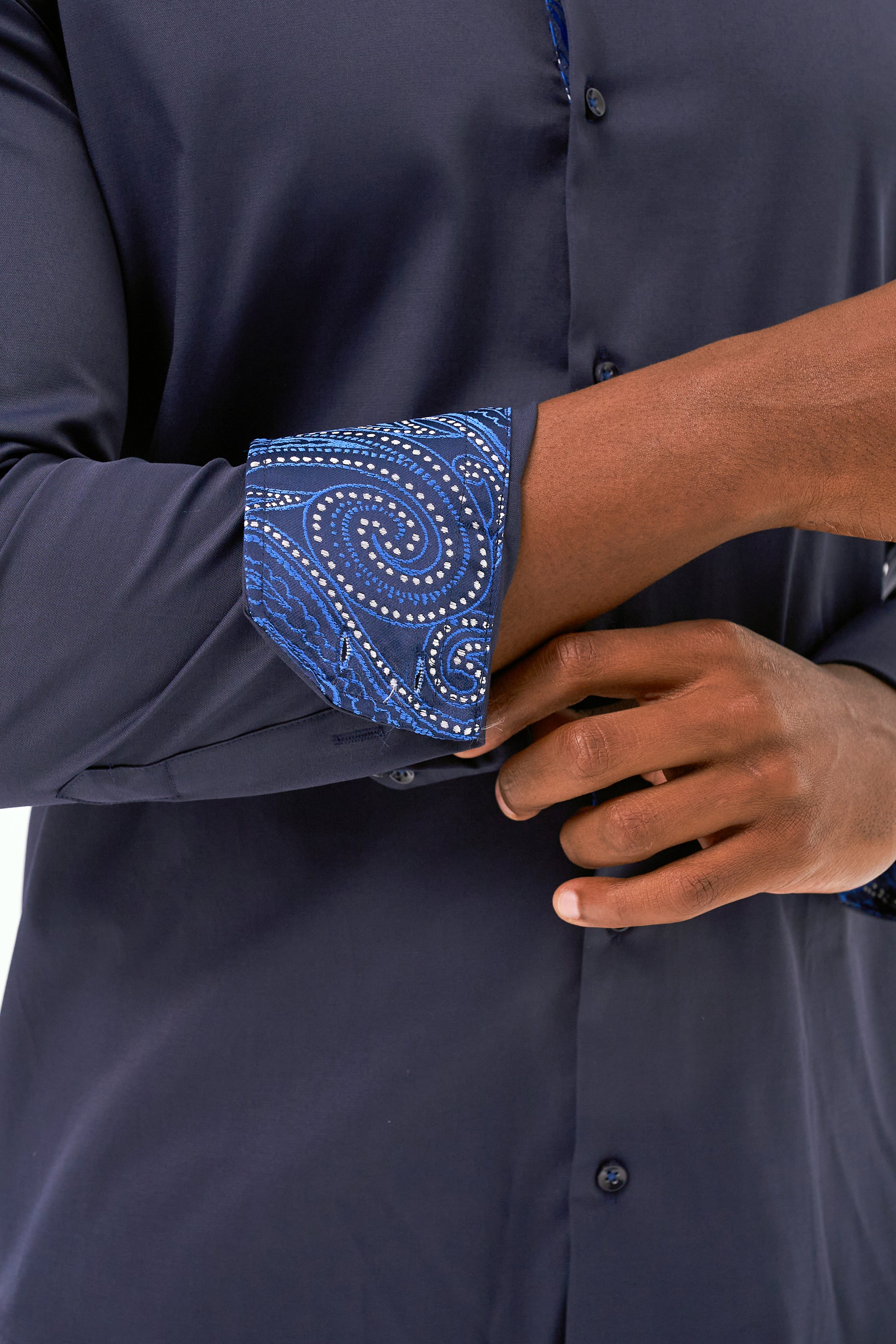 ELIAS - Navy Casual Shirt with Contrast Detail - Jack Martin