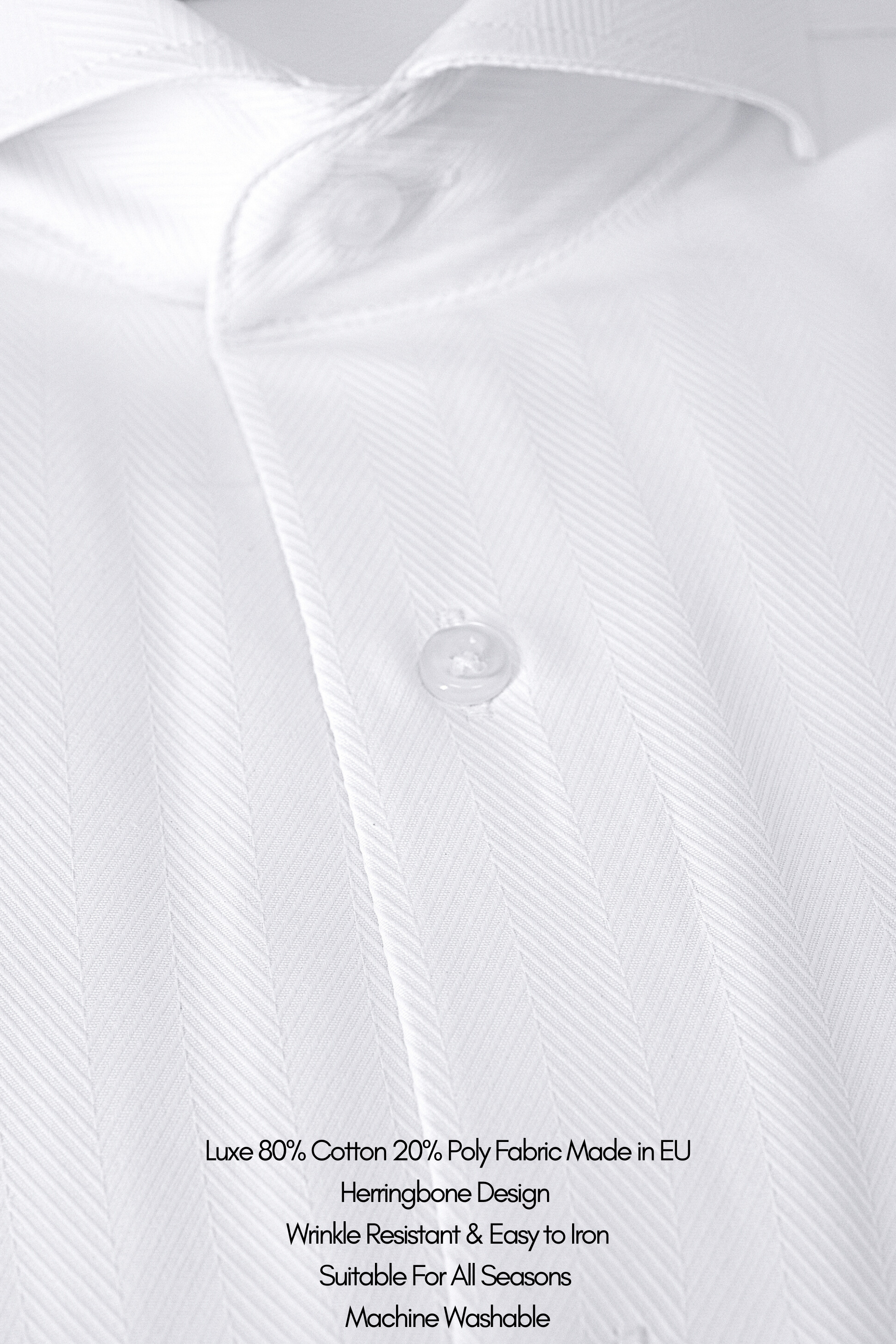 MASON - White Herringbone Cutaway Collar Double Cuff Shirt - Jack Martin