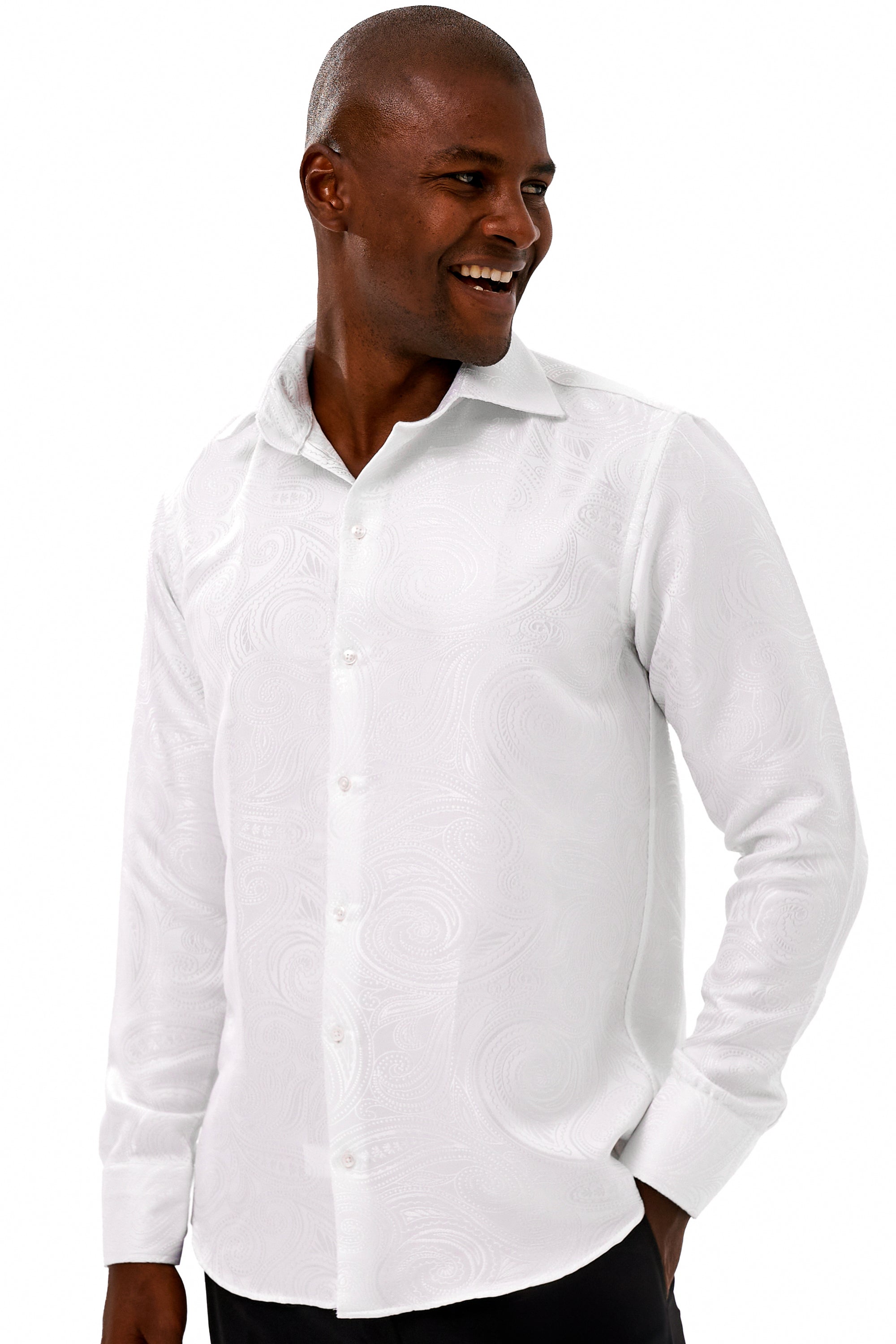 PAISLEY - White Smart Shirt with High Collar - Jack Martin