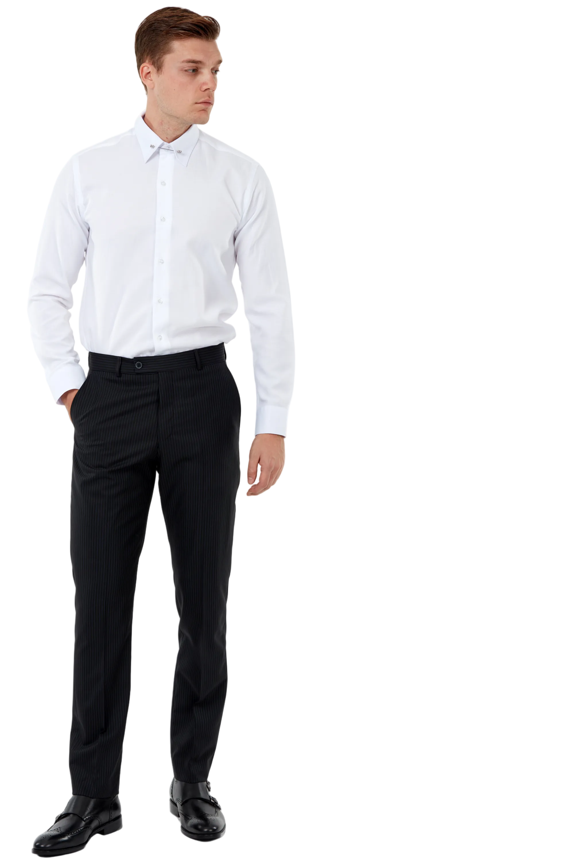 ADAM - White Oxford Pin Collar Shirt - Jack Martin