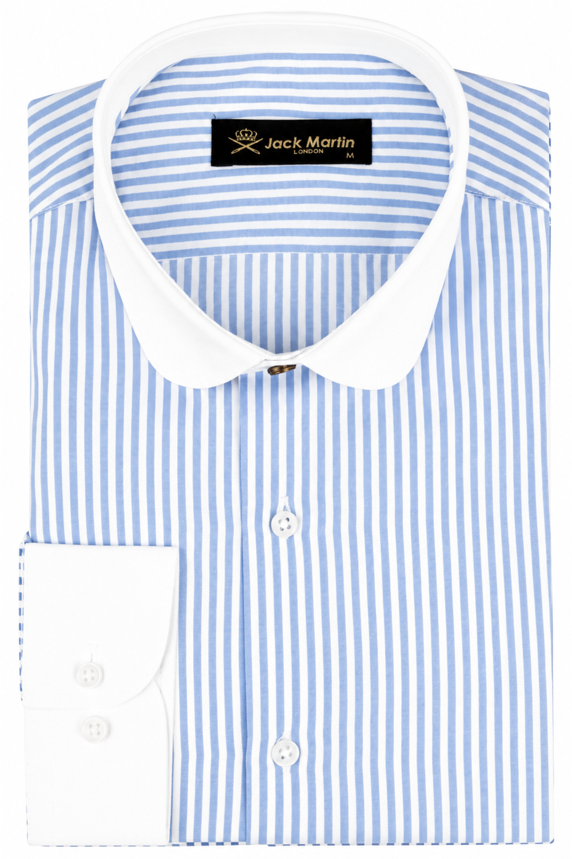 THOMAS - Blue Striped Penny Collar Shirt - Jack Martin