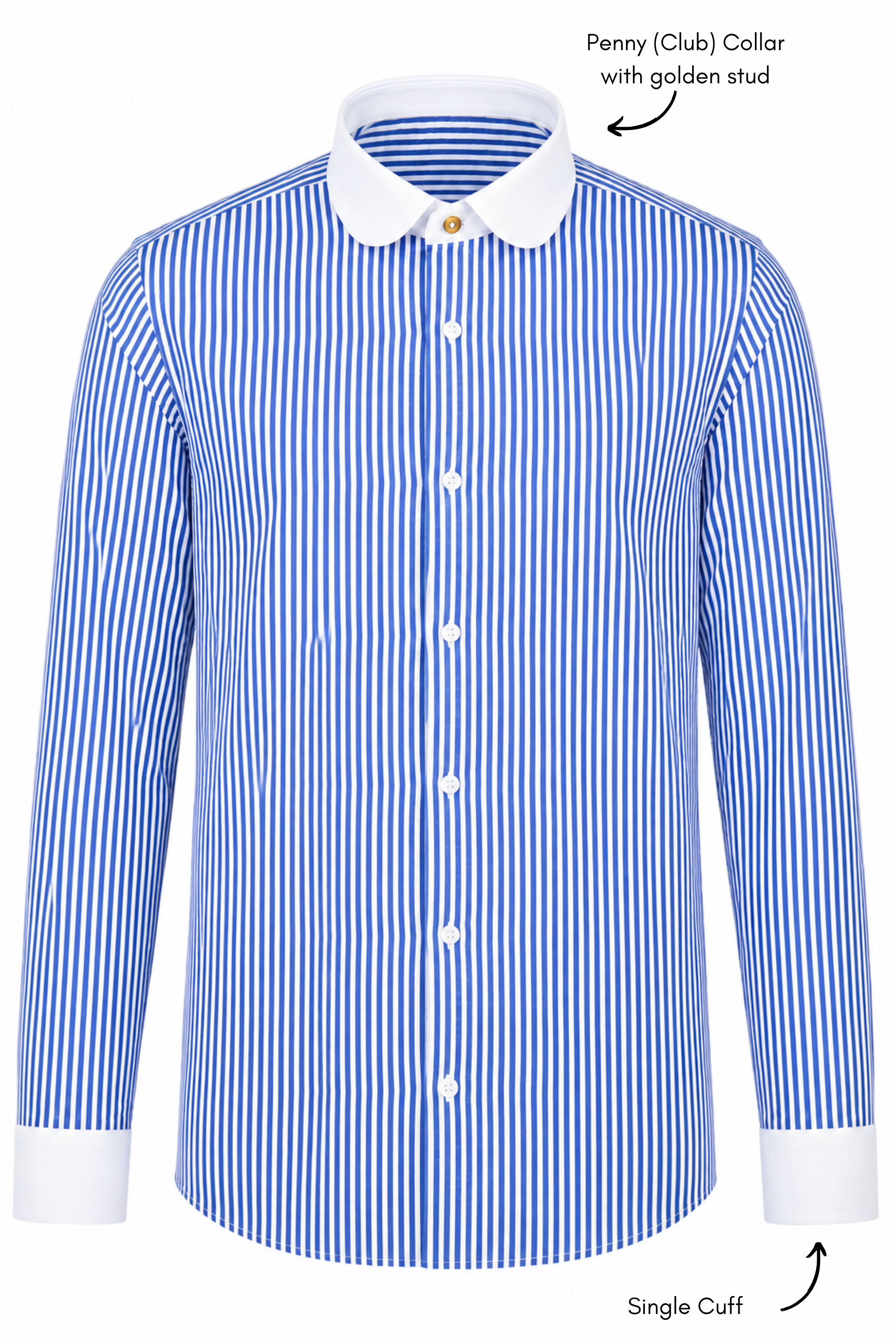 THOMAS - Royal Blue Striped Penny Collar Shirt - Jack Martin