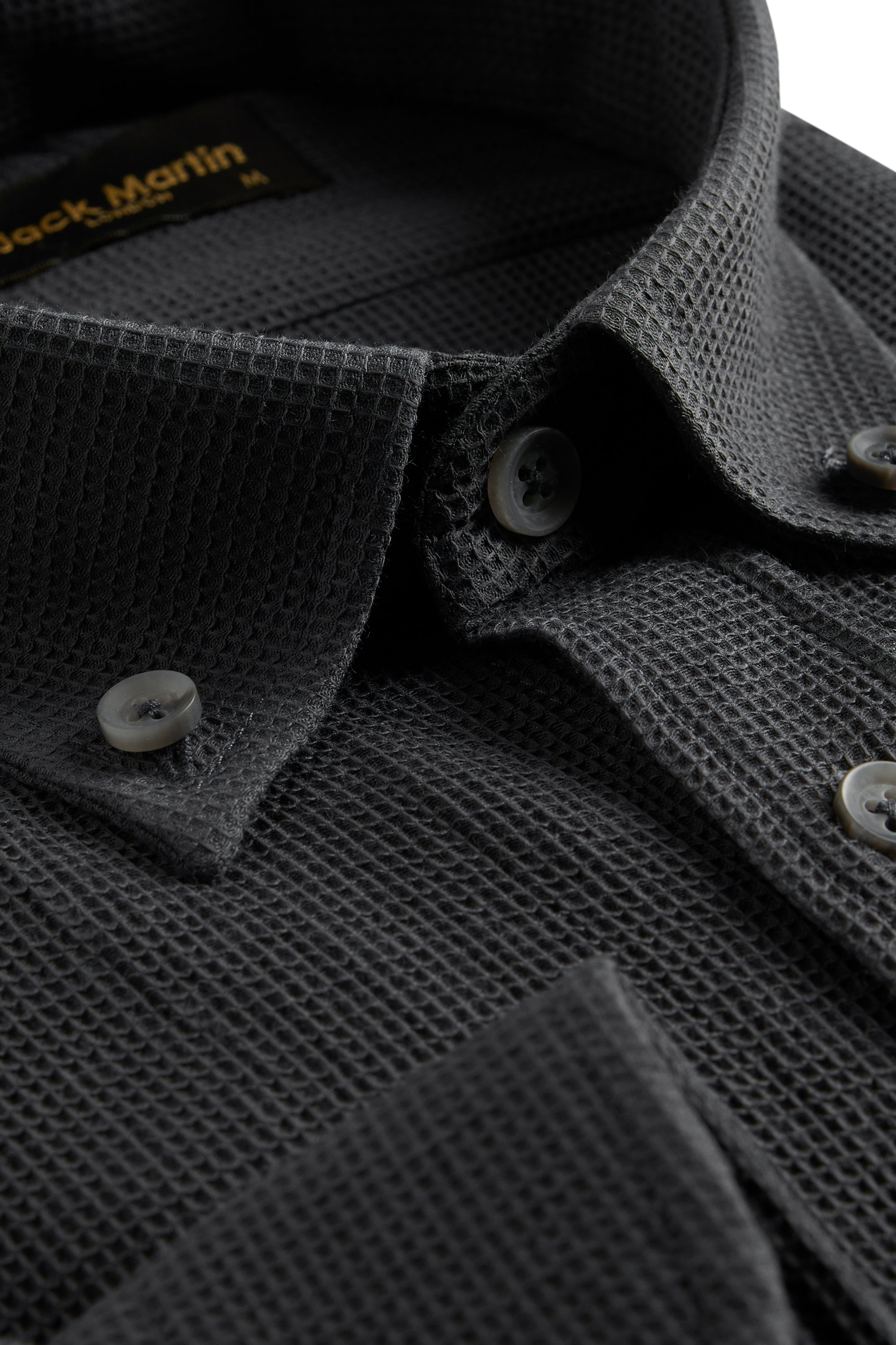 NOAH - Black Waffle Button Down Casual Shirt - Jack Martin