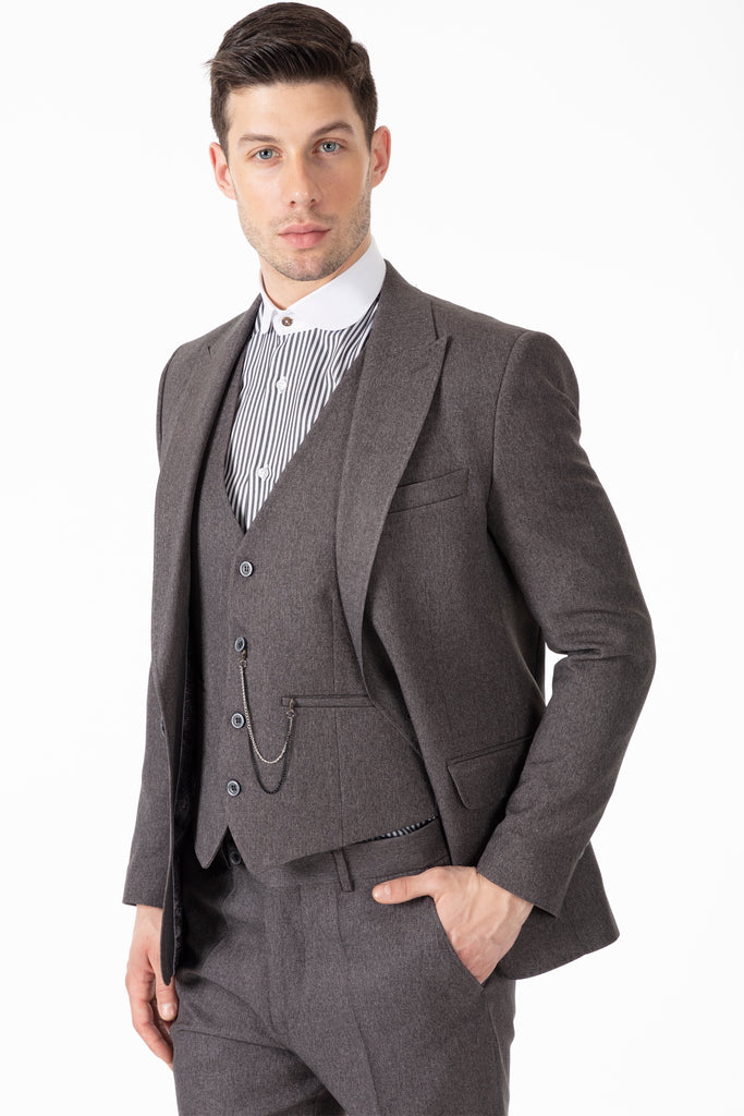 TOMMY - Peaky Blinders Style - Grey Tweed 3 Piece Suit - Jack Martin Menswear