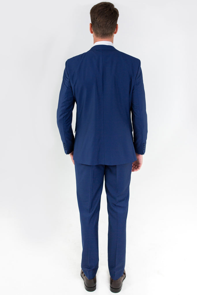MICHAEL - Blue Plain Semi-Slim Fit 3 Piece Suit - Jack Martin Menswear