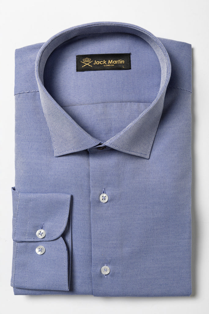 Peaky Blinders Style - Royal Blue Textured Slim Fit Shirt - Jack Martin Menswear