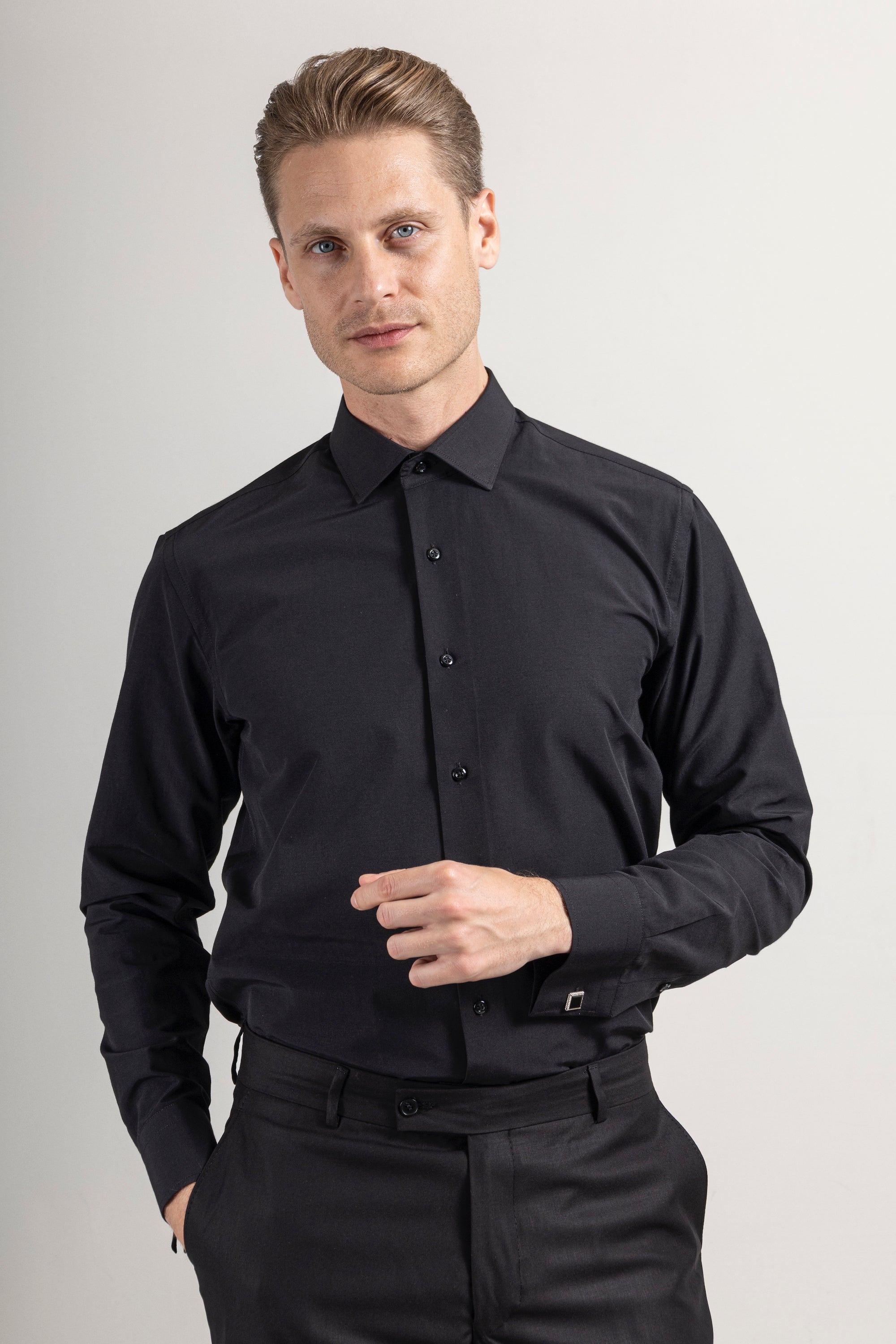 GEORGE - Black Formal Slim Fit Shirt with Cufflinks - Jack Martin