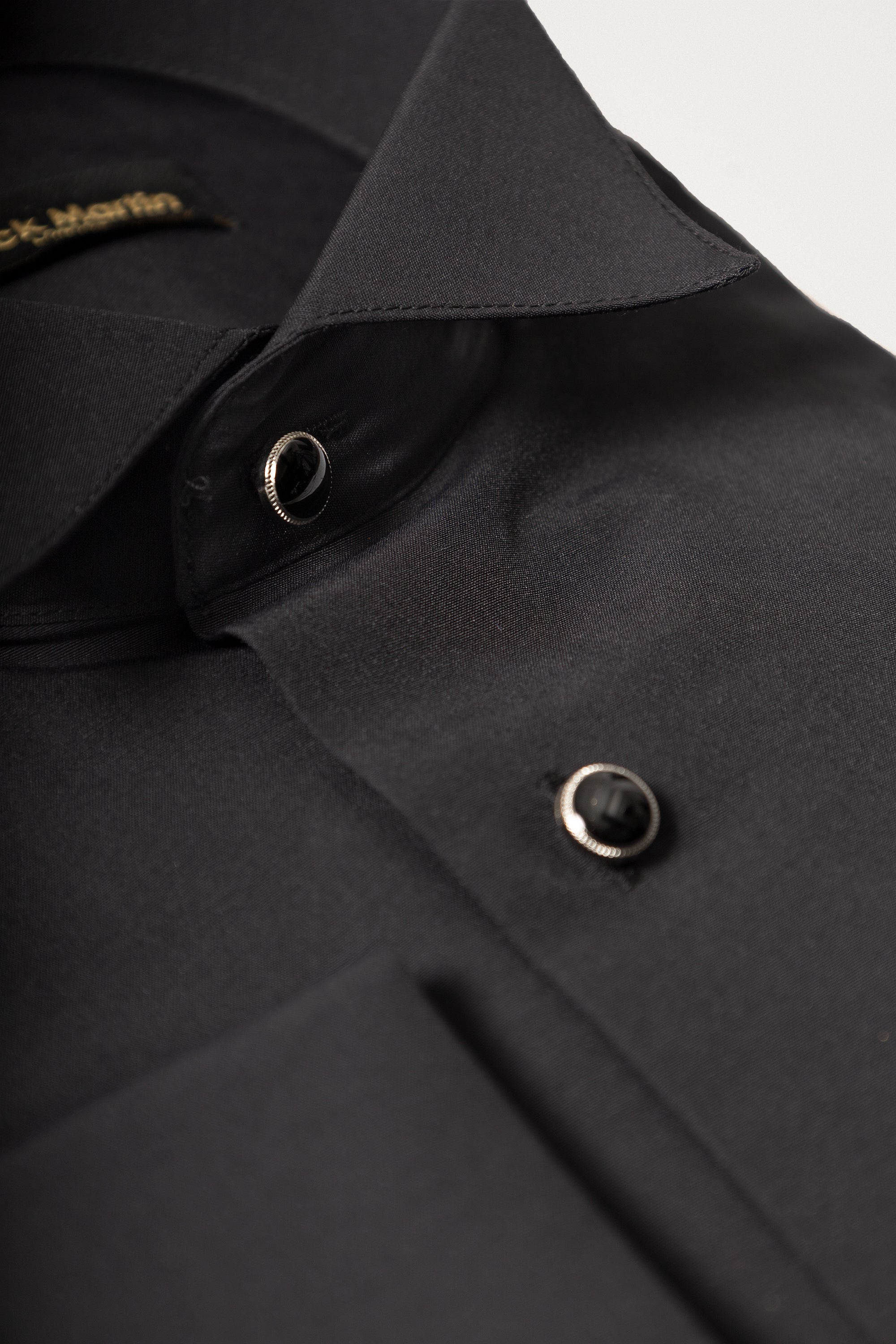 WILLIAM - Black Wing Collar Double Cuff Dress Shirt - Jack Martin