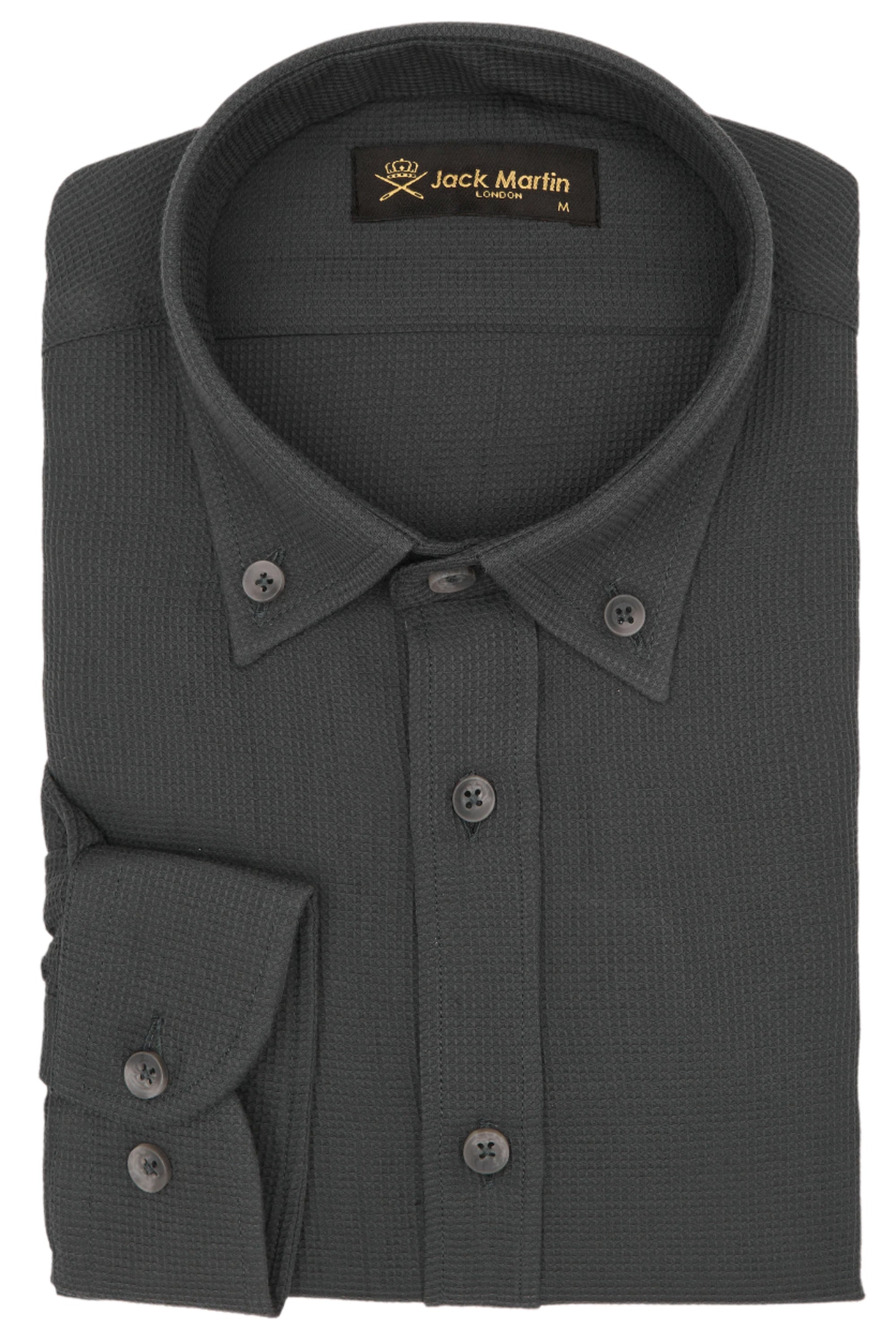 NOAH - Grey Waffle Button Down Casual Shirt - Jack Martin