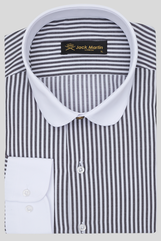 Peaky Blinders Style - Black & White Bengal Stripe Slim Fit Shirt - Jack Martin Menswear