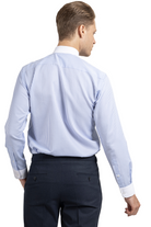 THOMAS - Blue Striped Penny Collar Shirt - Jack Martin