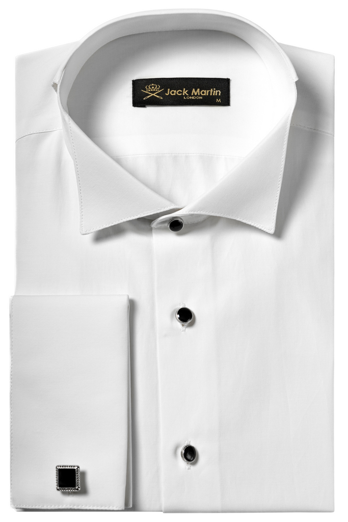 WILLIAM - White Wing Collar Double Cuff Dress Shirt - Jack Martin