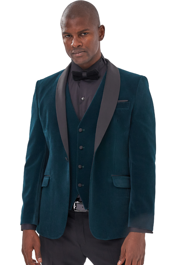 GABRIEL - Emerald Green Velvet Dinner & Tuxedo Jacket - Jack Martin