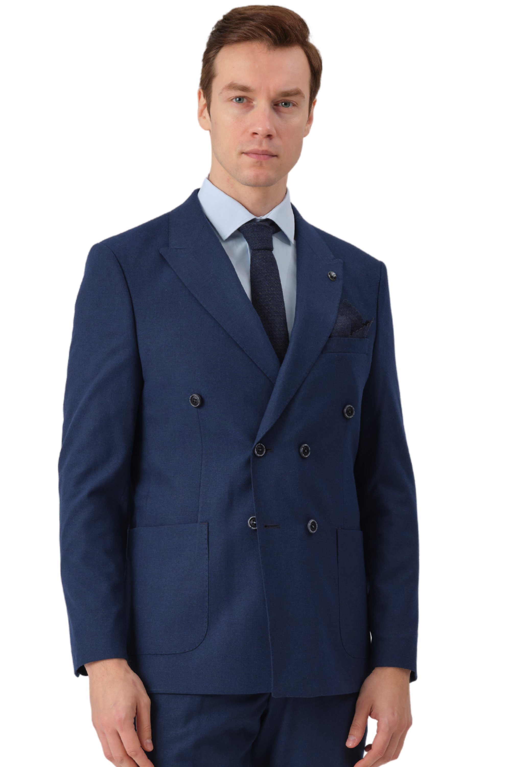 LOUIS Navy Blue Flannel Double Breasted Suit Jack Martin