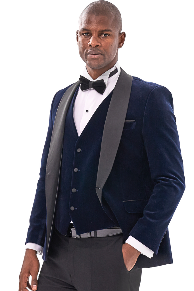 GABRIEL - Midnight Blue Velvet Dinner & Tuxedo Jacket - Jack Martin