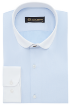 THOMAS - Blue Herringbone Penny Collar Shirt - Jack Martin