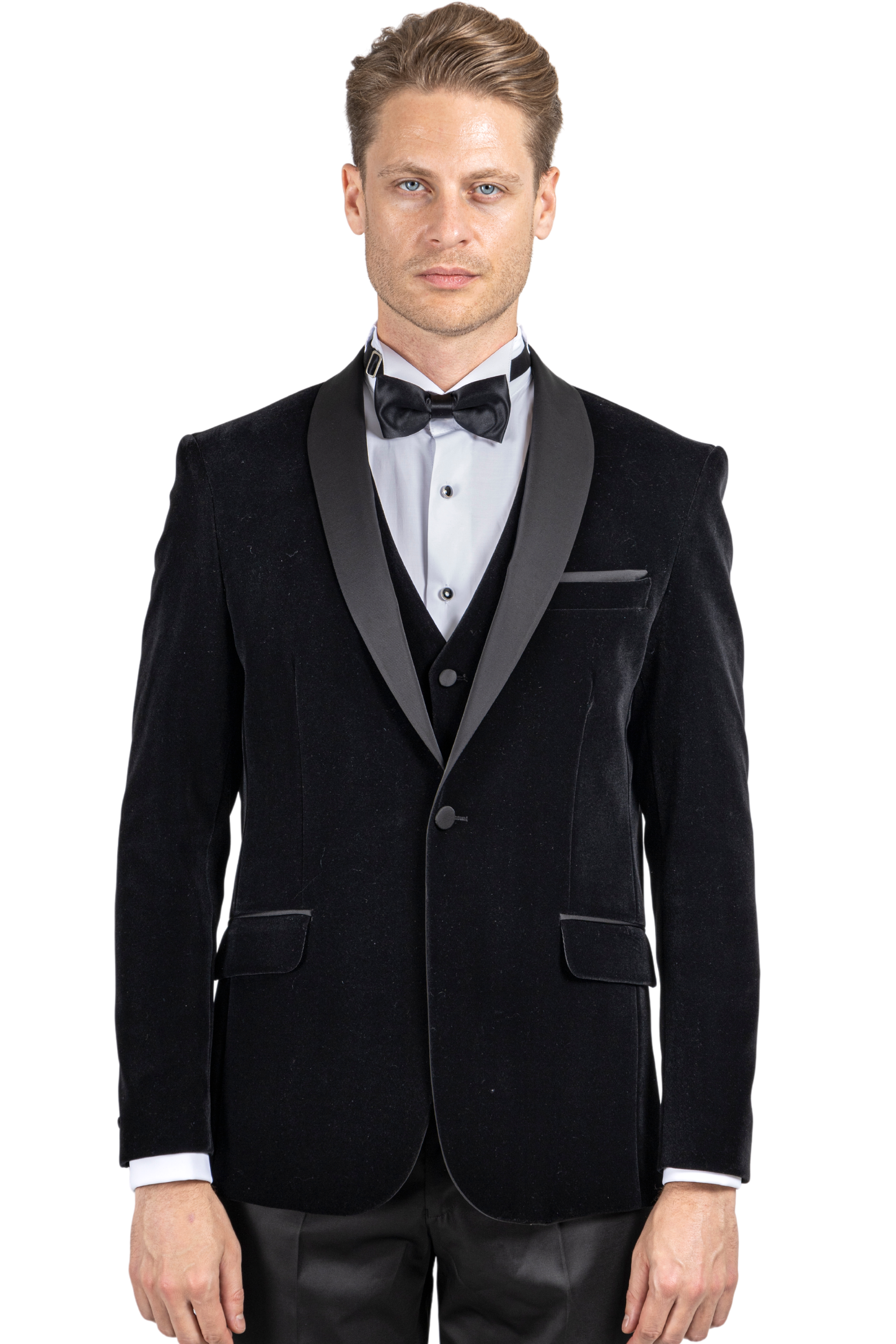 GABRIEL Black Velvet Piece Suit Tuxedo