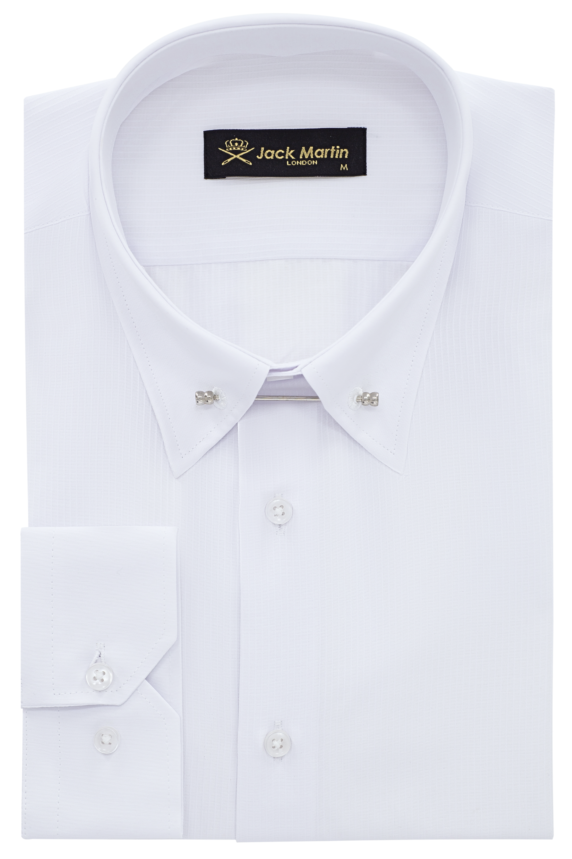 LUKE - White Subtle Stripe Pin Collar Shirt - Jack Martin
