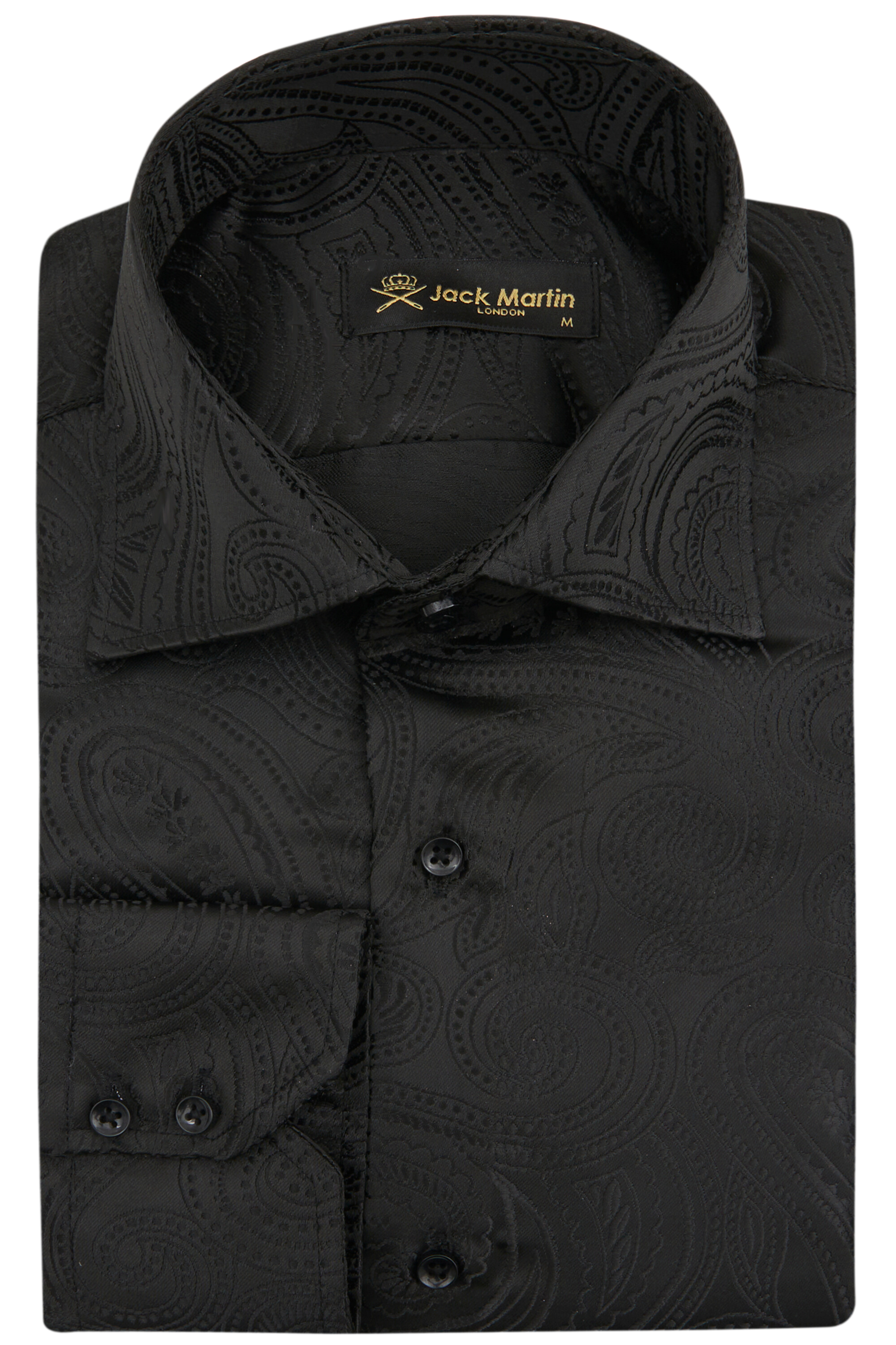 PAISLEY Black Smart Shirt with High Collar - Main Image