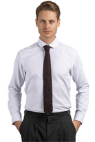 THOMAS - White Herringbone Penny Collar Shirt - Jack Martin