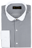 THOMAS - Black Striped Penny Collar Shirt - Jack Martin