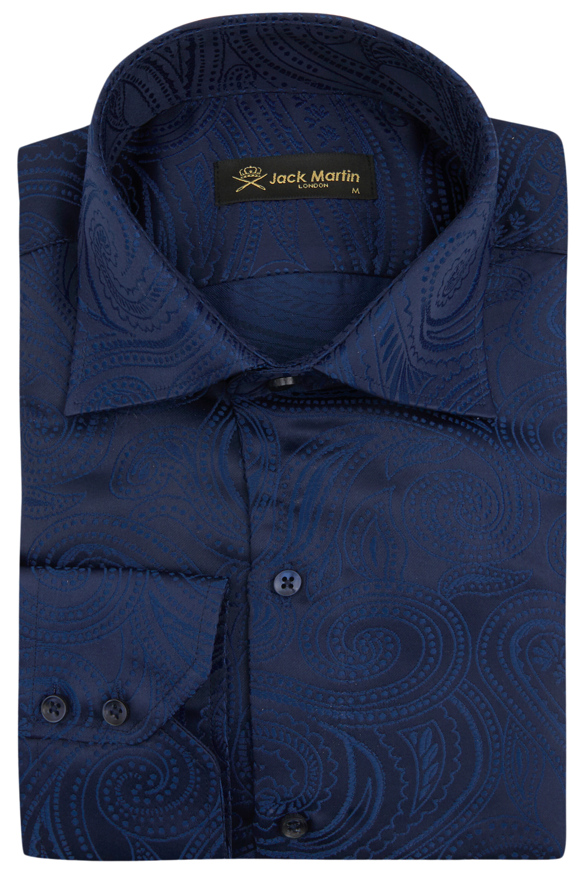 PAISLEY - Midnight Blue Smart Shirt with High Collar - Jack Martin