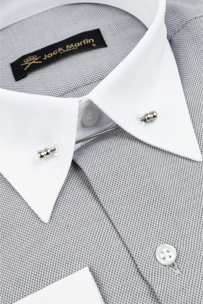 ADAM - Grey Oxford Pin Collar Shirt - Jack Martin