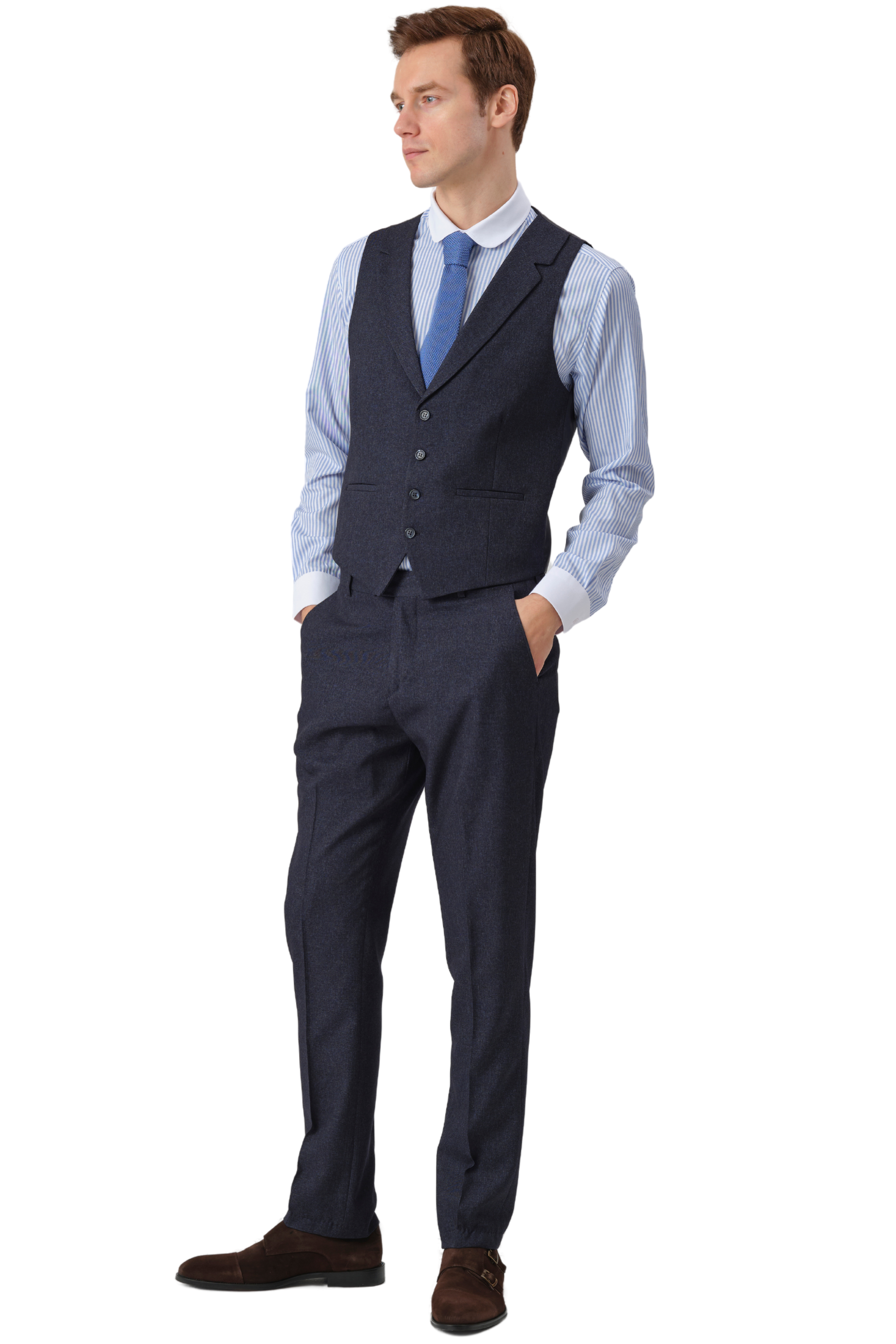 THOMAS - Blue Striped Penny Collar Shirt - Jack Martin
