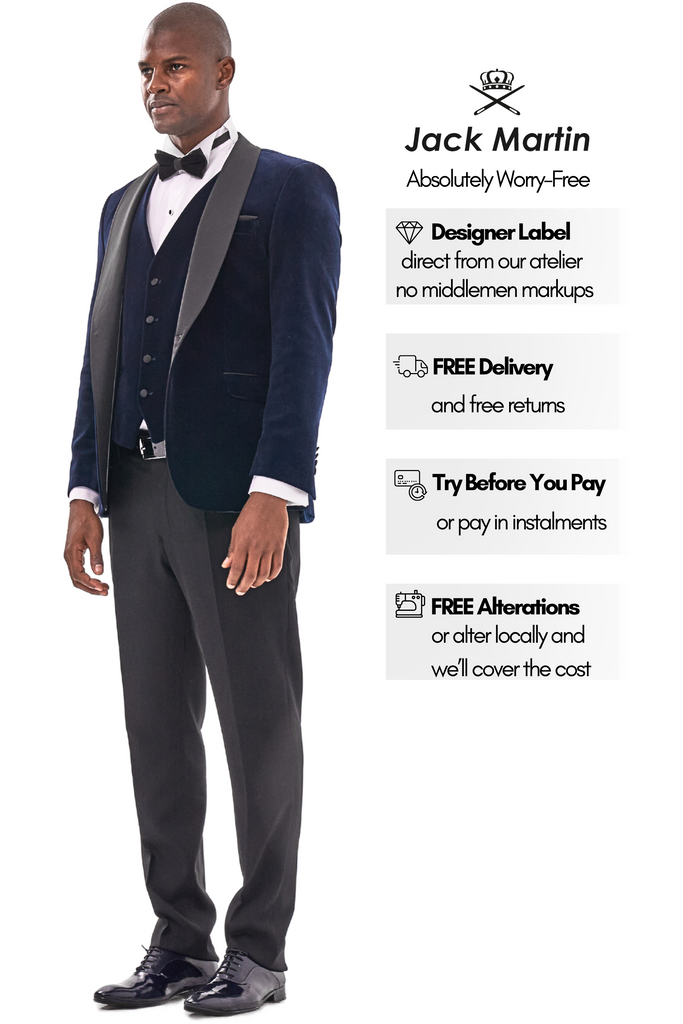 GABRIEL - Midnight Blue Velvet Dinner & Tuxedo Jacket - Jack Martin