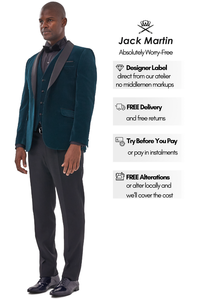 GABRIEL - Emerald Green Velvet Dinner & Tuxedo Jacket - Jack Martin