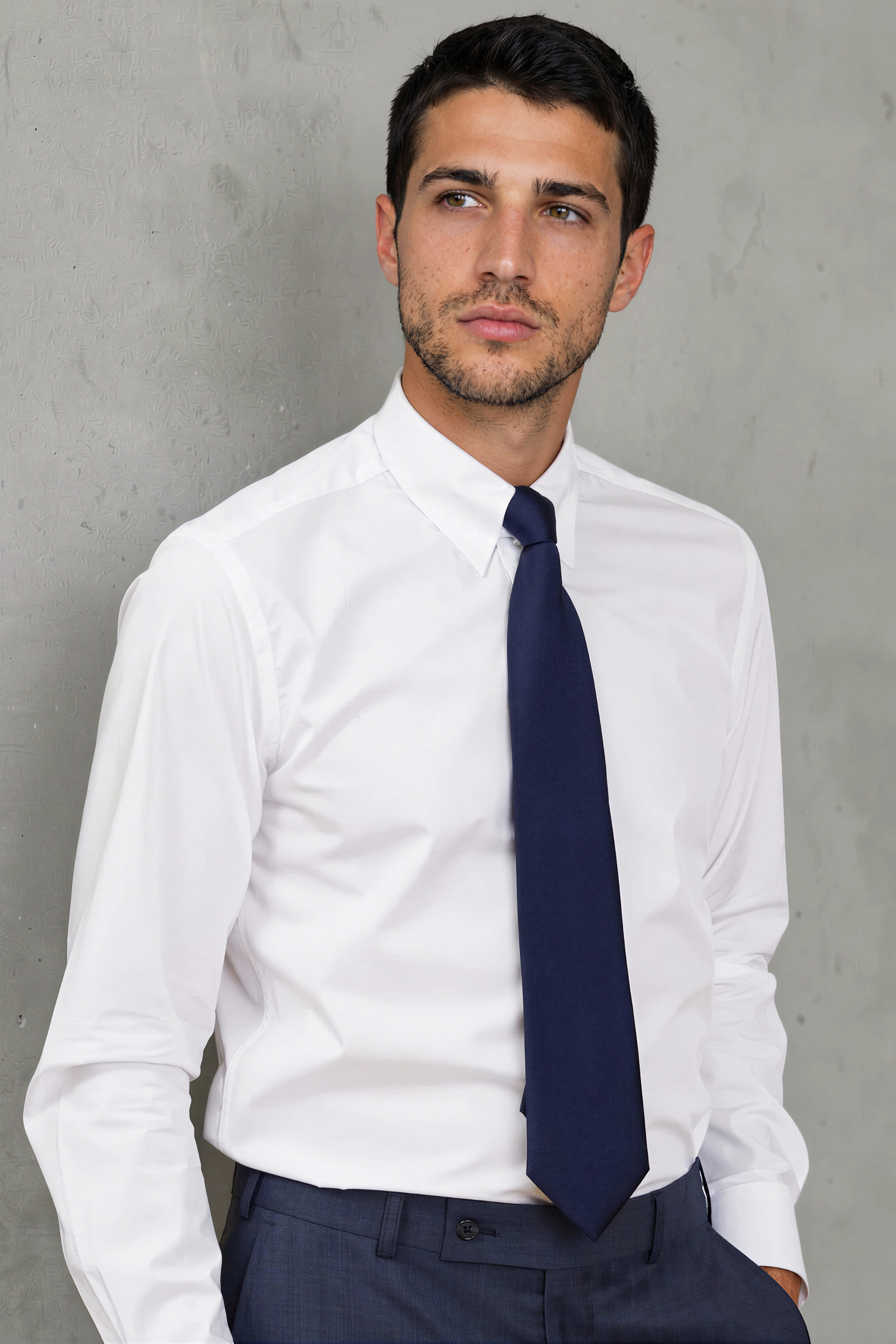 DYLAN - White Tab Collar Double Cuff Shirt - Jack Martin