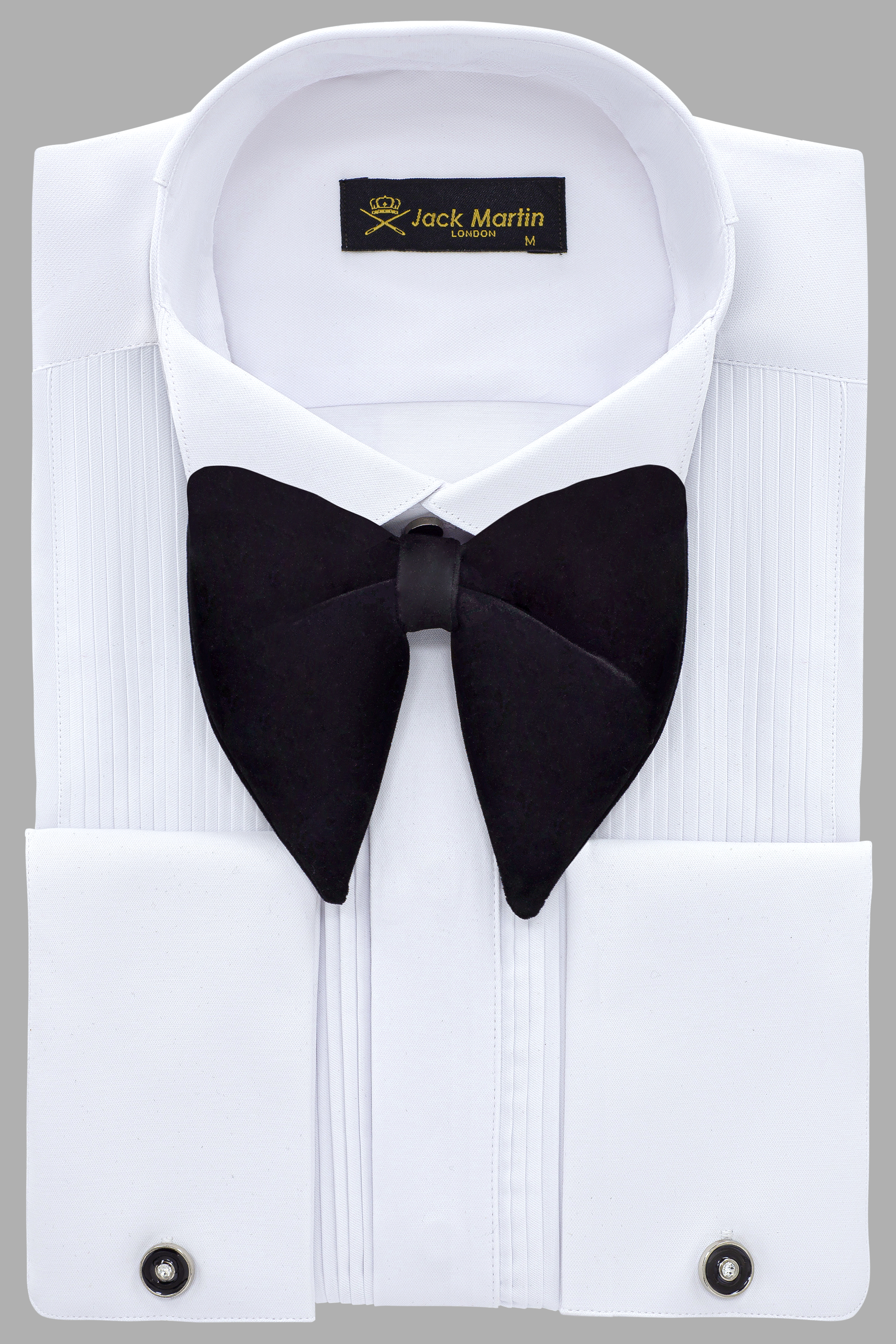 ALEXANDER Pleated White Wing Collar Dress Shirt Jack Martin