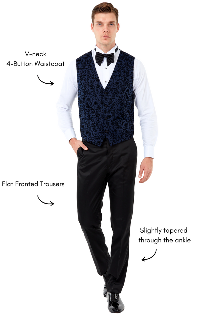 FLORAL - Midnight Blue Velvet 3 Piece Suit & Tuxedo - Jack Martin
