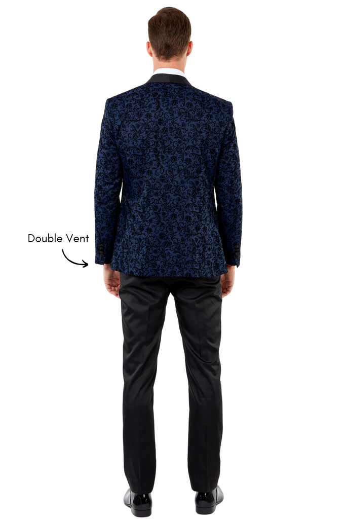 FLORAL - Midnight Blue Velvet 3 Piece Suit & Tuxedo - Jack Martin
