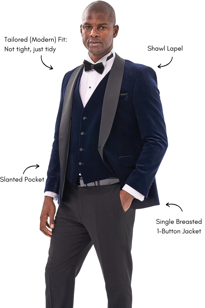 GABRIEL - Midnight Blue Velvet Dinner & Tuxedo Jacket - Jack Martin