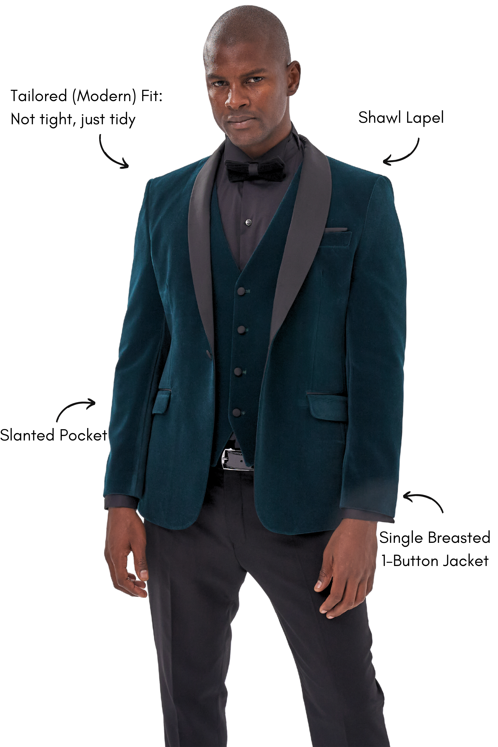 GABRIEL Emerald Green Velvet Piece Suit Tuxedo