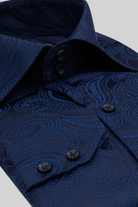 PAISLEY - Midnight Blue Smart Shirt with High Collar - Jack Martin