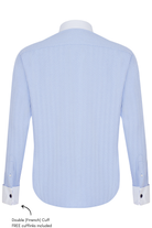 MASON - Royal Blue Herringbone Cutaway Collar Double Cuff Shirt - Jack Martin