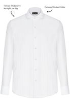 MASON - White Herringbone Cutaway Collar Double Cuff Shirt - Jack Martin