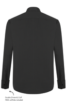 MASON - Black Herringbone Cutaway Collar Double Cuff Shirt - Jack Martin