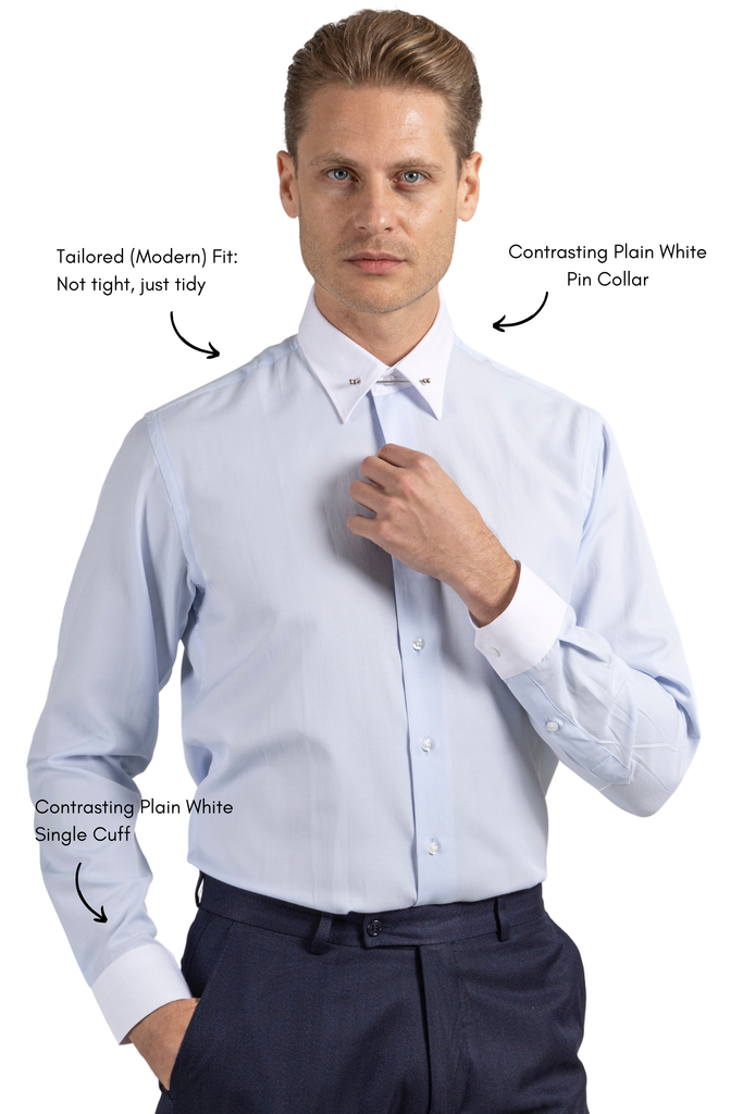 ADAM - Blue Oxford Pin Collar Shirt - Jack Martin