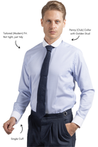 THOMAS - Blue Striped Penny Collar Shirt - Jack Martin