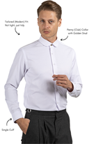 THOMAS - White Herringbone Penny Collar Shirt - Jack Martin
