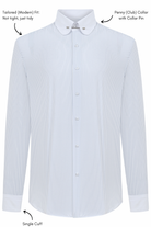 TOMMY - Blue & White Pinstripe Pin Collar Shirt - Jack Martin